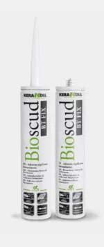 Adhesivo‑sellante bituminoso elasto‑plástico, tixotrópico, en base disolvente, para el encolado y el sellado impermeable sobre hormigón, vidrio, metal, madera, gres y PVC Bioscud BT Fix de Kerakoll